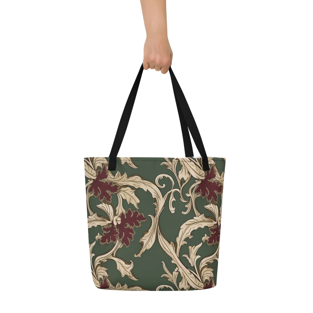 Garnet Scroll on Large Tote Bag W/ Pocket — Front