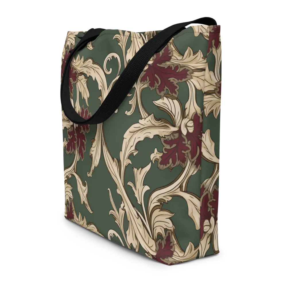 Garnet Scroll on Large Tote Bag W/ Pocket — Front