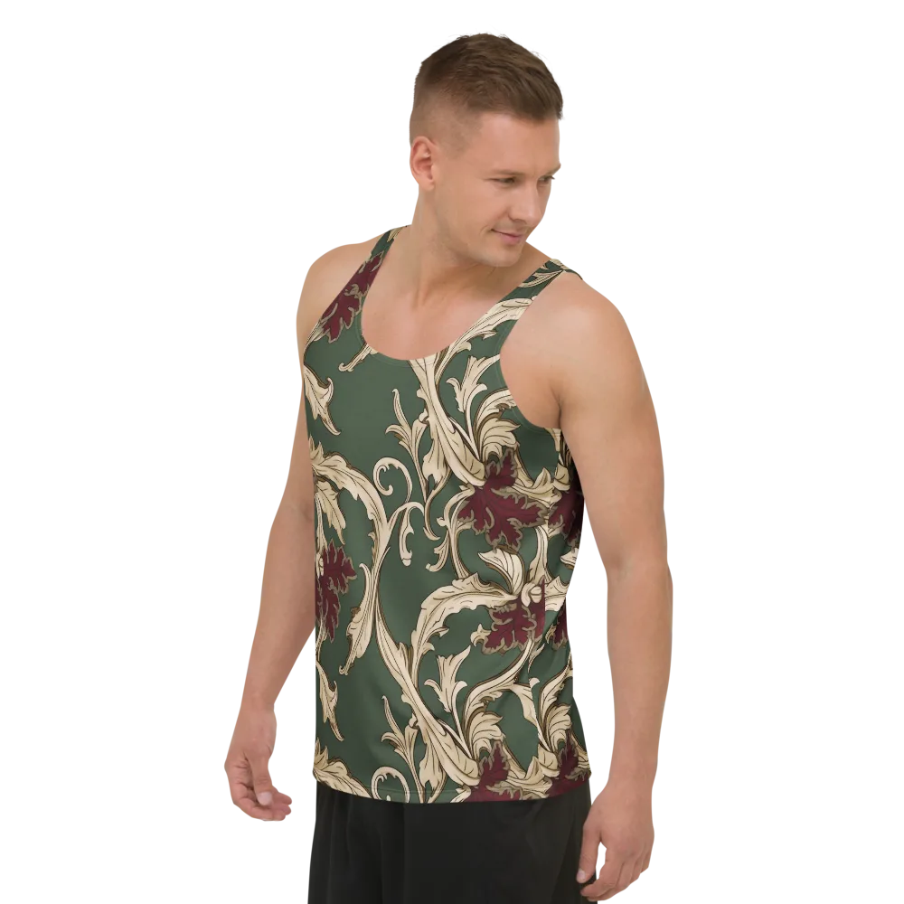 Garnet Scroll on Men's Tank Top — Left Front