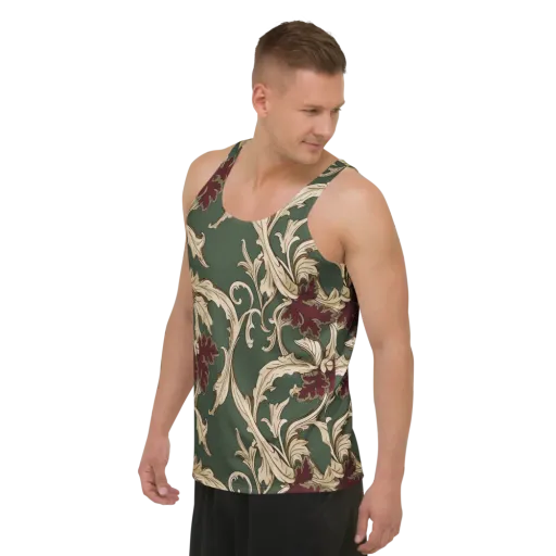 Garnet Scroll on a Men's Tank Top
