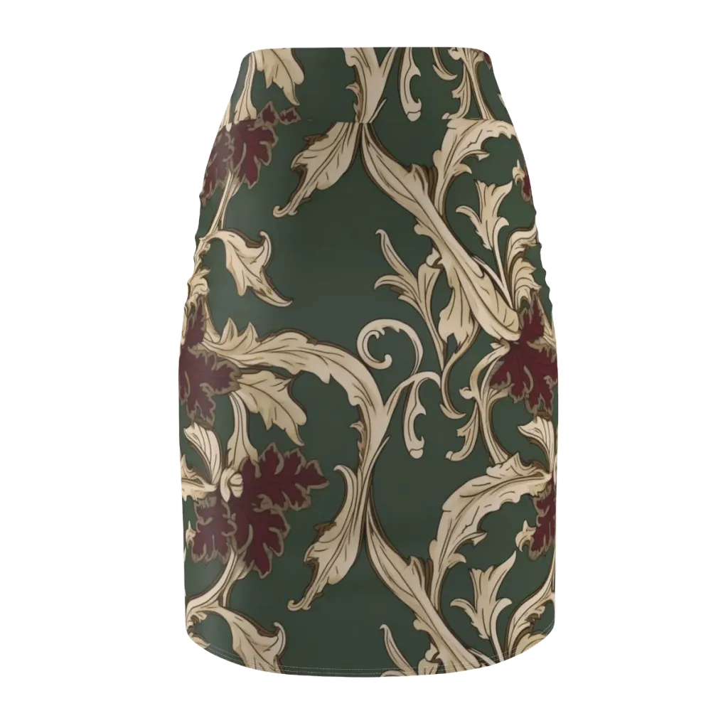 Garnet Scroll on Pencil Skirt — Back