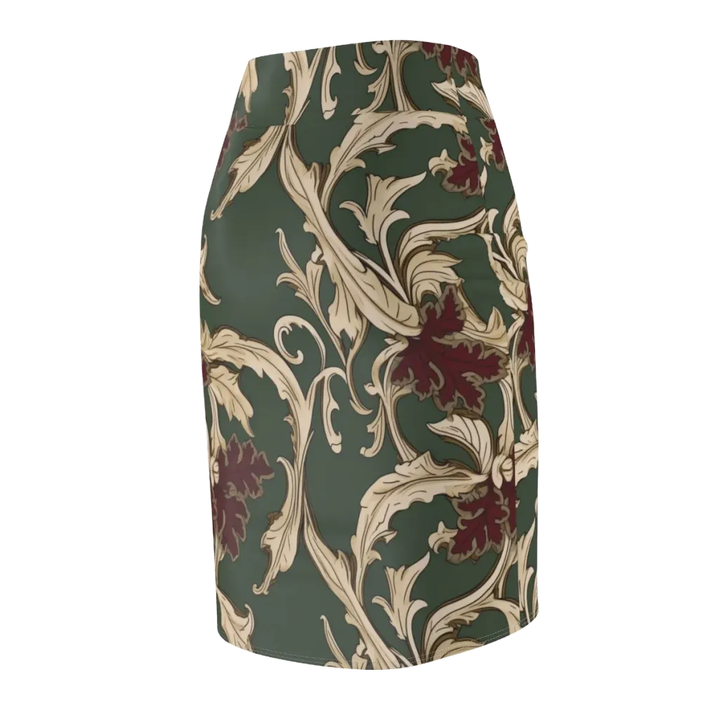Garnet Scroll on Pencil Skirt — Back Side