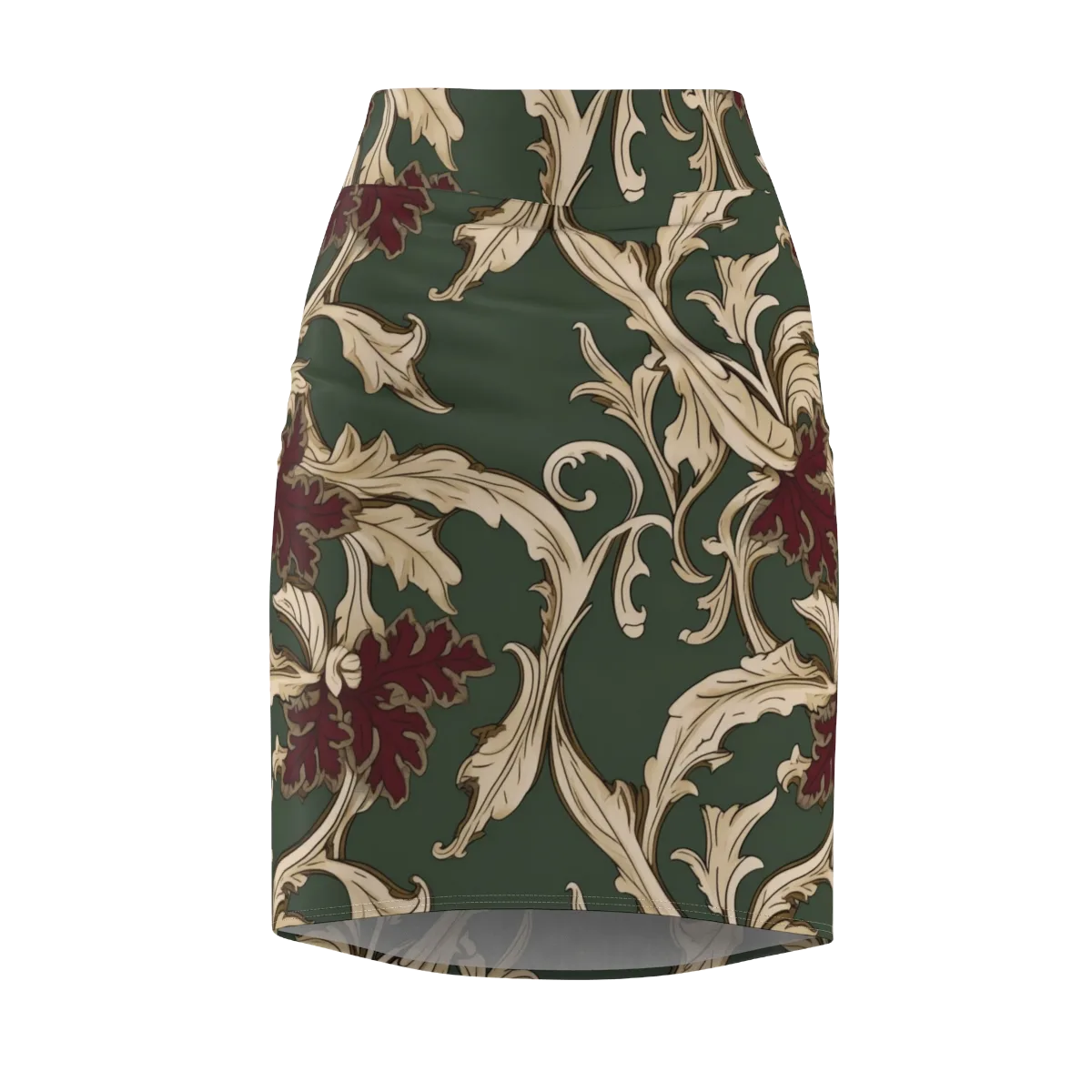 Garnet Scroll on Pencil Skirt — Front