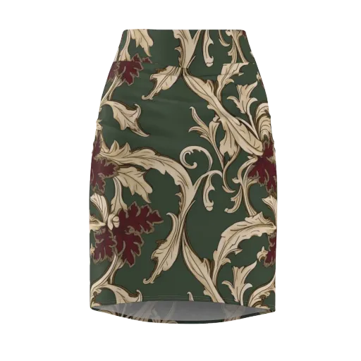 Garnet Scroll on a Pencil Skirt