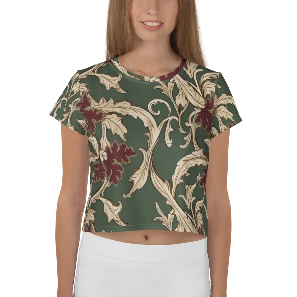 Garnet Scroll on Crop Tee — Front