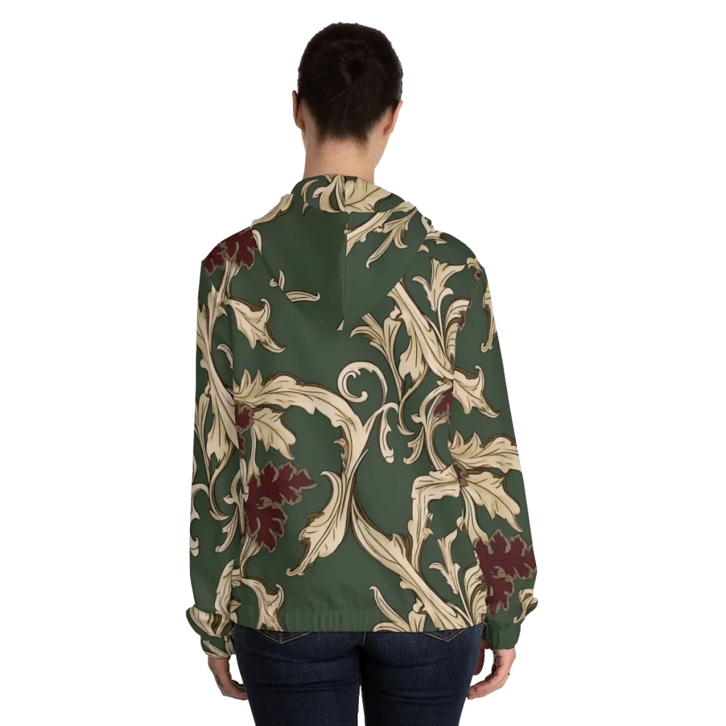 Garnet Scroll on Women's Full-Zip Hoodie — Back On Person