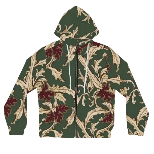 Garnet Scroll on a Women's Full-Zip Hoodie