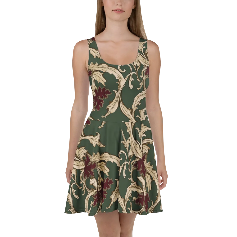 Garnet Scroll on Skater Dress — Front