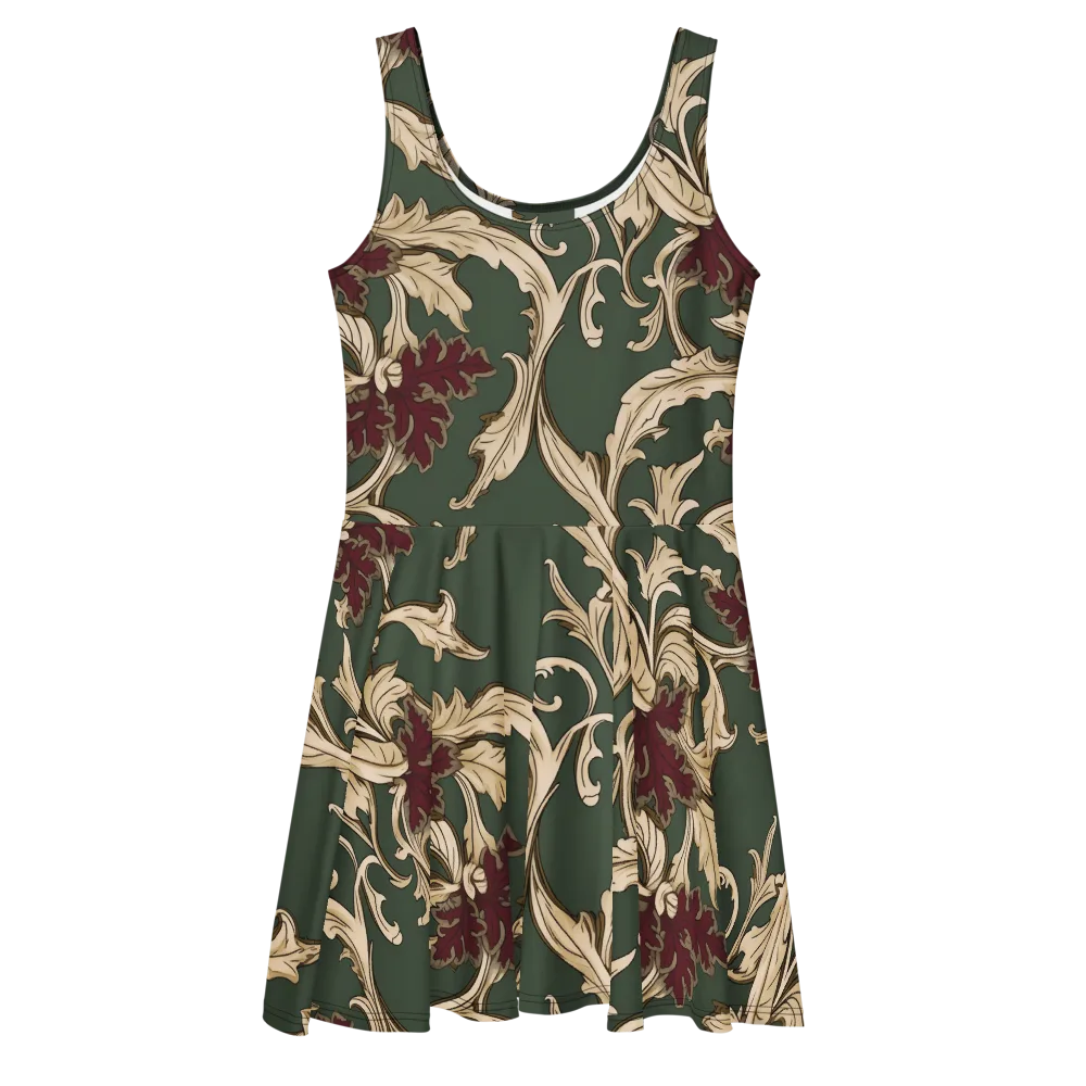 Garnet Scroll on Skater Dress — Front
