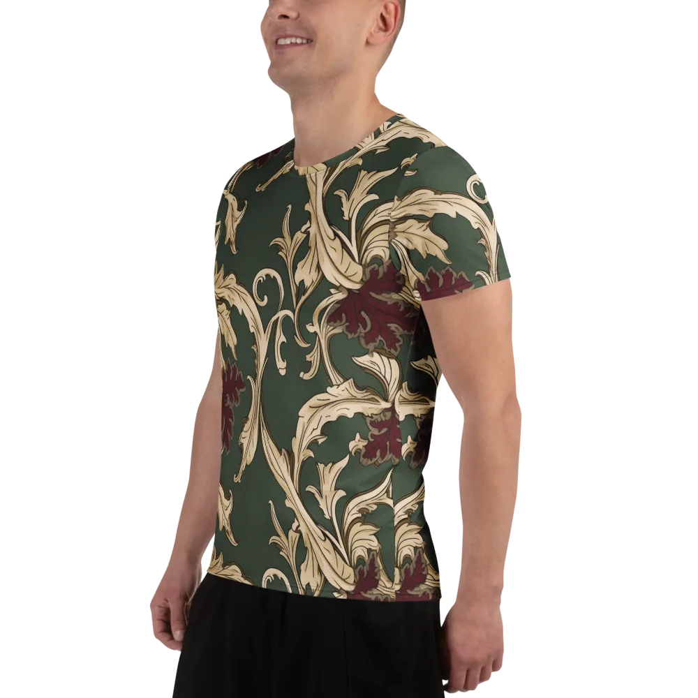 Garnet Scroll on Men's Athletic T-Shirt — Left