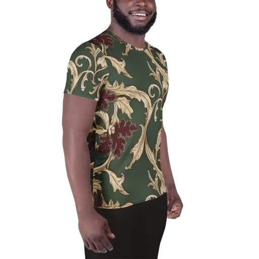 Garnet Scroll on a Men's Athletic T-Shirt