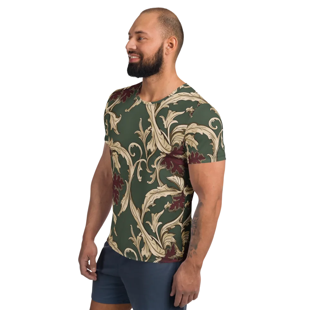 Garnet Scroll on Men's Athletic T-Shirt — Left