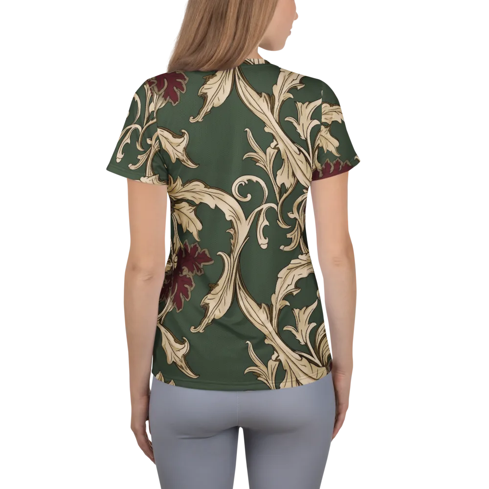 Garnet Scroll on Women's Athletic T-Shirt — Back