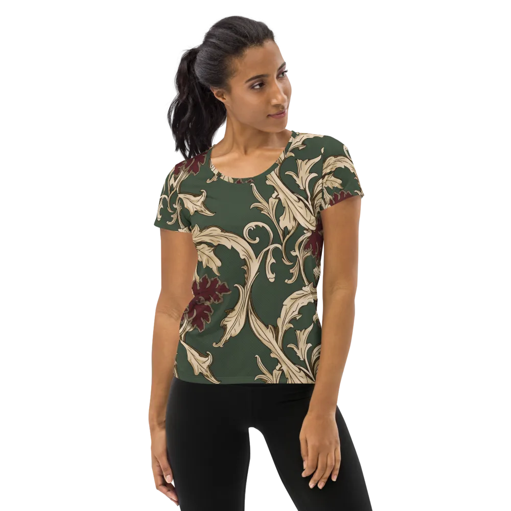 Garnet Scroll on Women's Athletic T-Shirt — Front