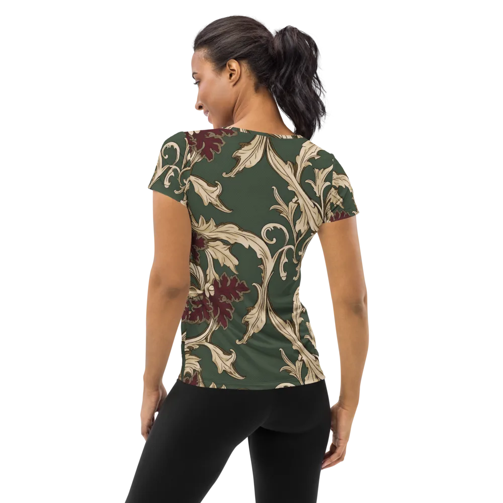Garnet Scroll on Women's Athletic T-Shirt — Back