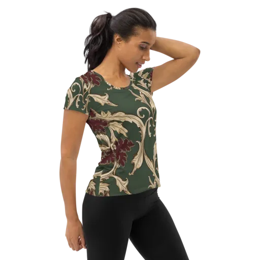 Garnet Scroll on a Women's Athletic T-Shirt