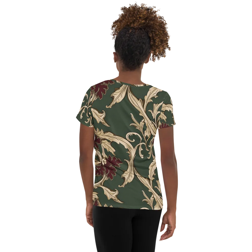 Garnet Scroll on Women's Athletic T-Shirt — Back