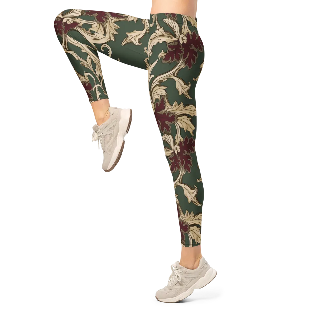Garnet Scroll on Leggings — Left