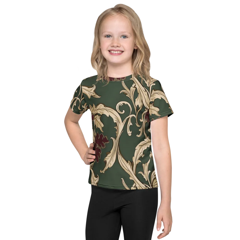 Garnet Scroll on Kids Crew Neck T-Shirt — Front