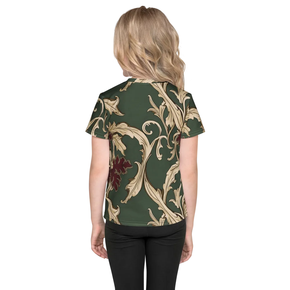 Garnet Scroll on Kids Crew Neck T-Shirt — Back