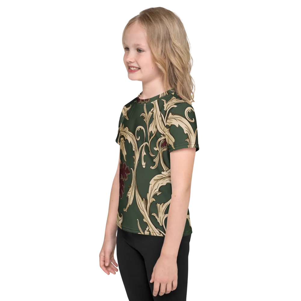 Garnet Scroll on Kids Crew Neck T-Shirt — Left