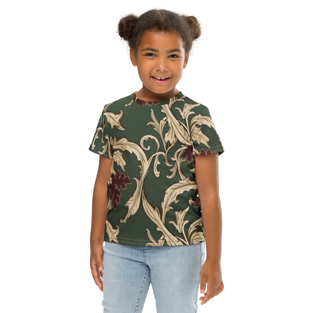 Garnet Scroll on Kids Crew Neck T-Shirt — Front