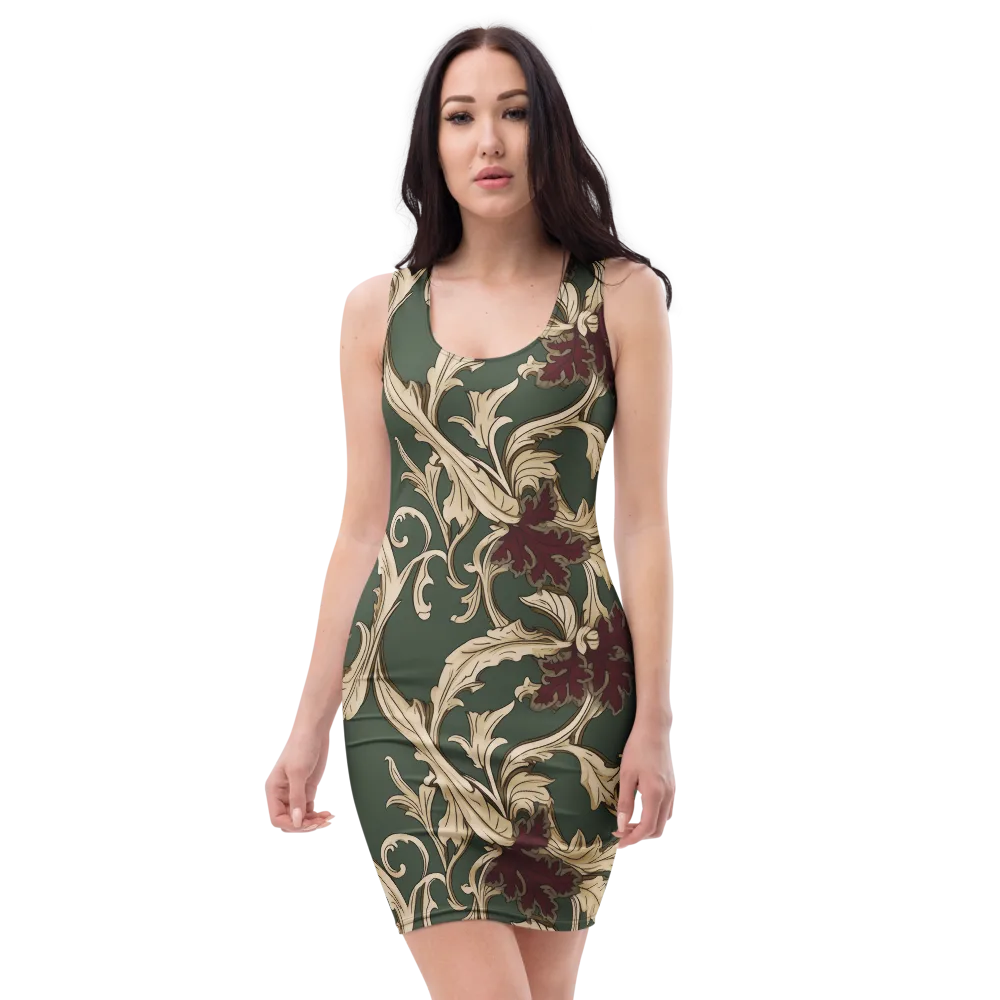 Garnet Scroll on Bodycon Dress — Front