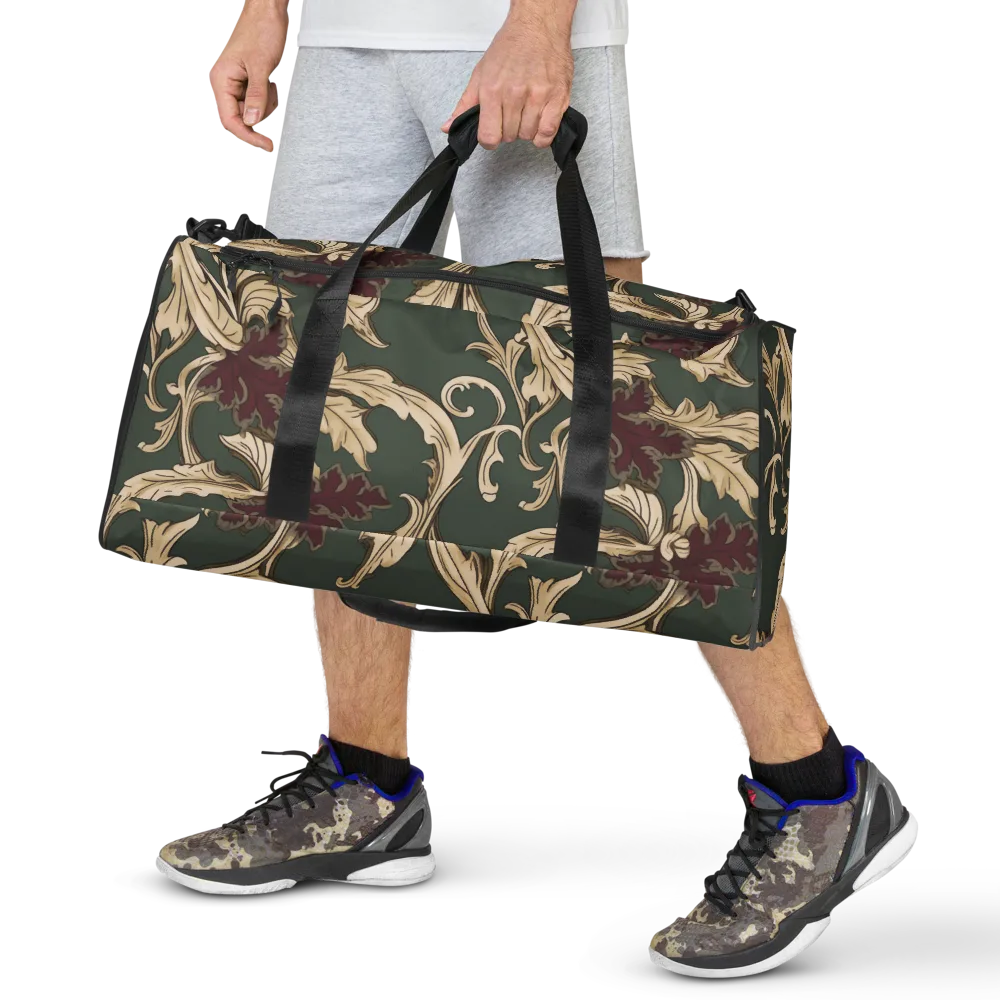 Garnet Scroll on Duffle Bag — Front
