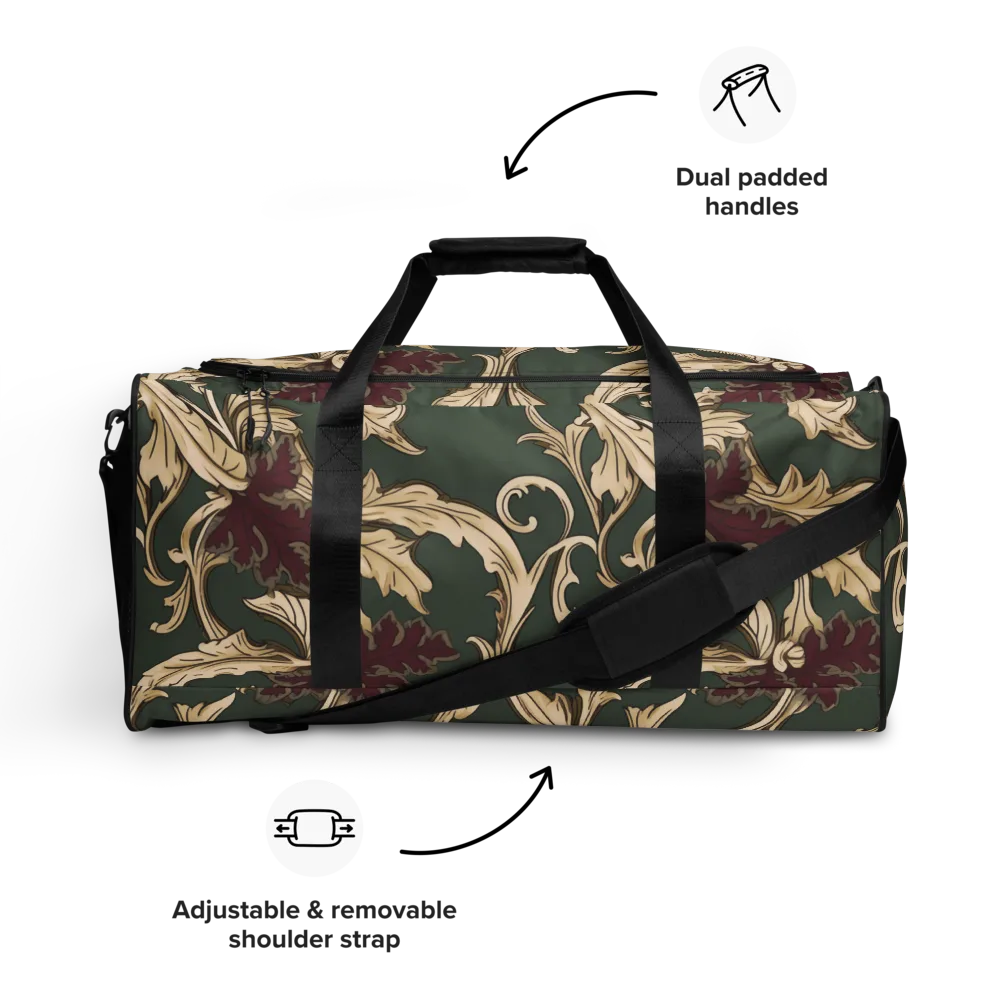 Garnet Scroll on Duffle Bag — Front