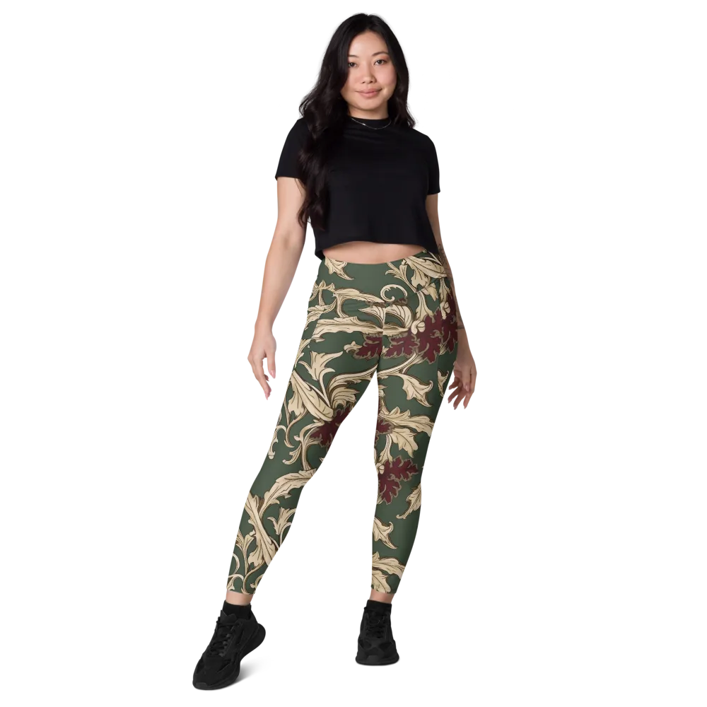 Garnet Scroll on Leggings with Pockets — Front
