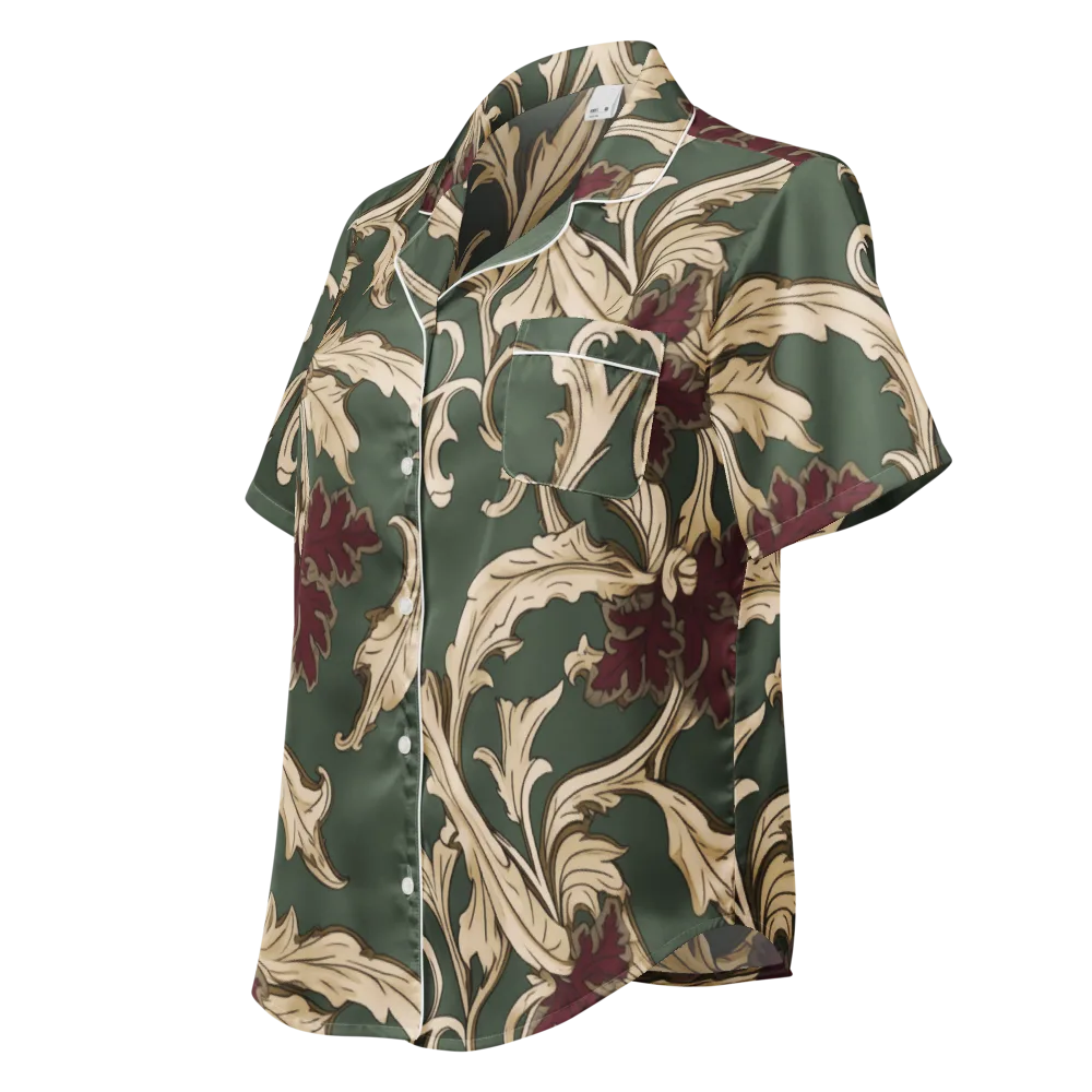 Garnet Scroll on Women's Short Sleeve Pajama Top — Left Front