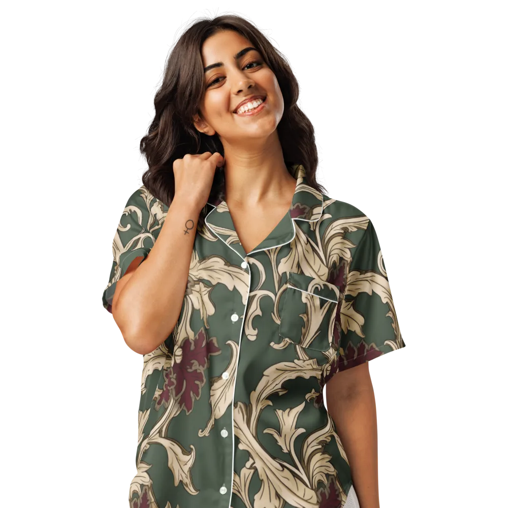 Garnet Scroll on Women's Short Sleeve Pajama Top — Front