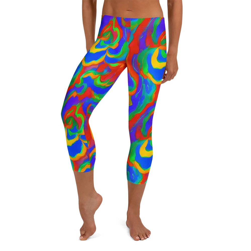 Rainbow Rapture on Capri Leggings — Front