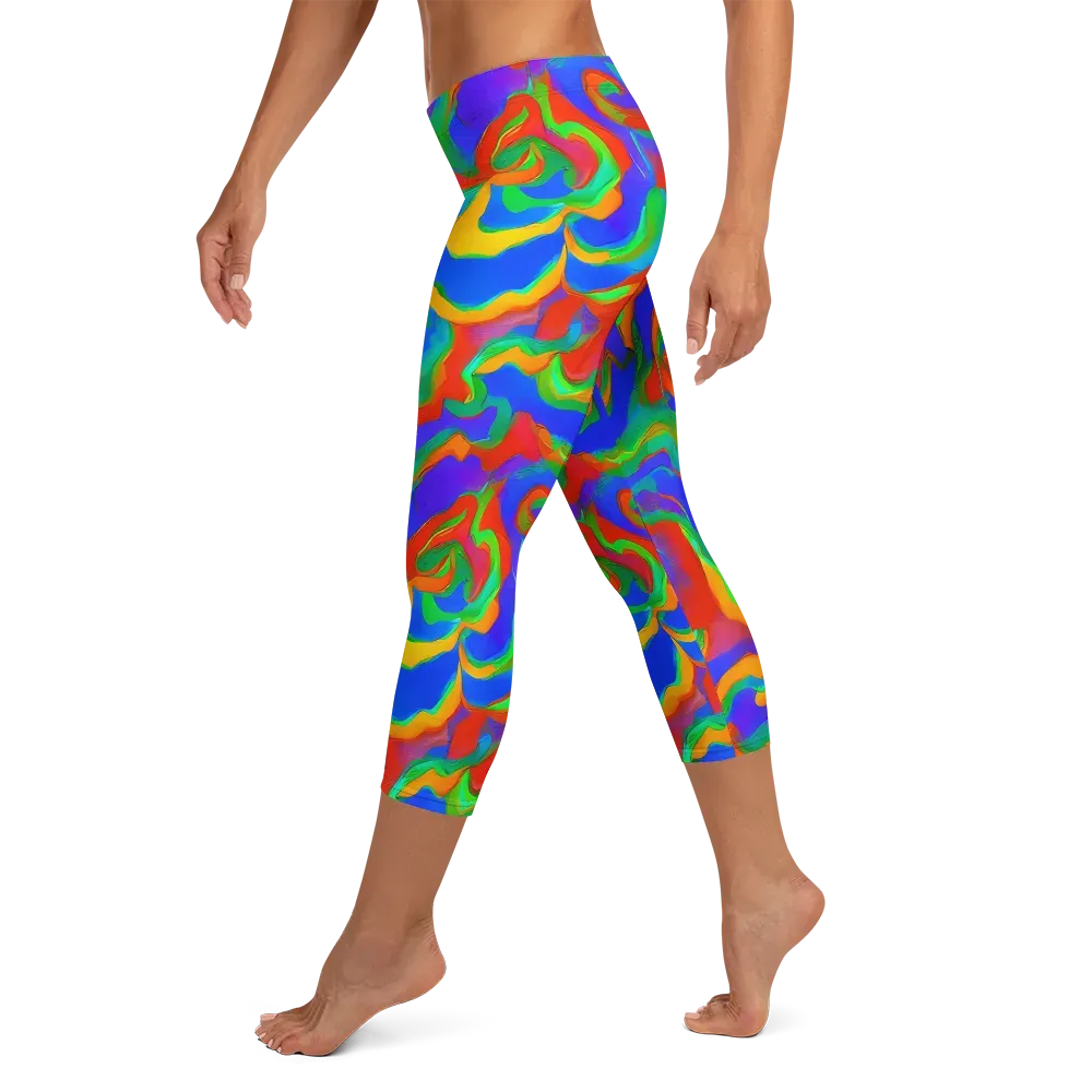 Rainbow Rapture on Capri Leggings — Left