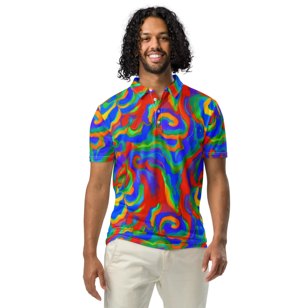 Rainbow Rapture on Men's Slim Fit Polo Shirt — Front