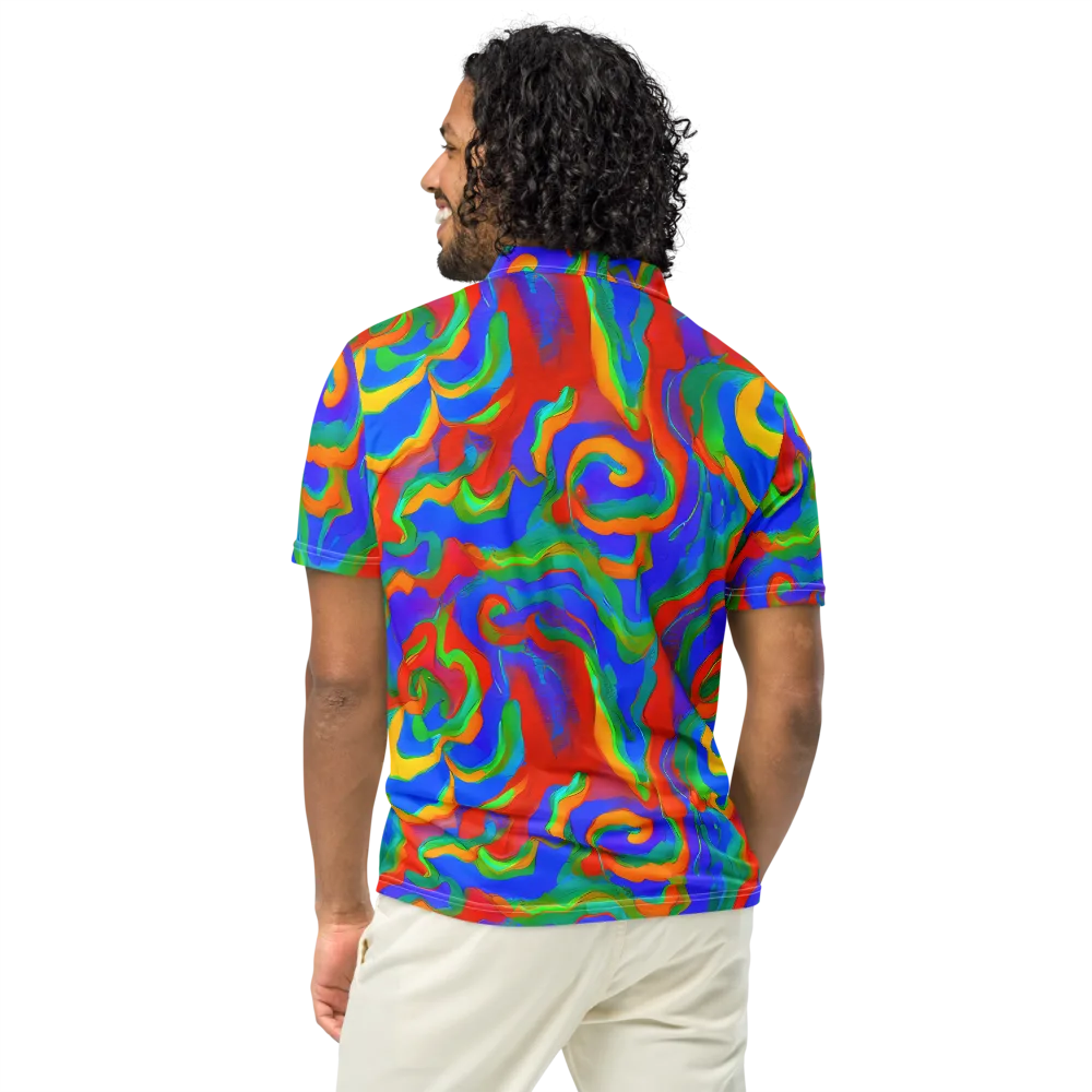 Rainbow Rapture on Men's Slim Fit Polo Shirt — Back