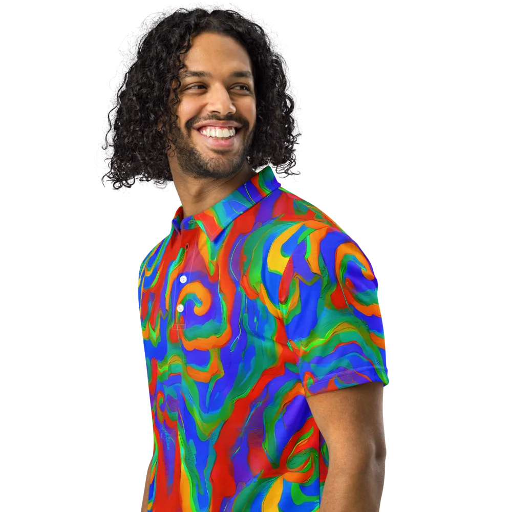 Rainbow Rapture on Men's Slim Fit Polo Shirt — Left Front