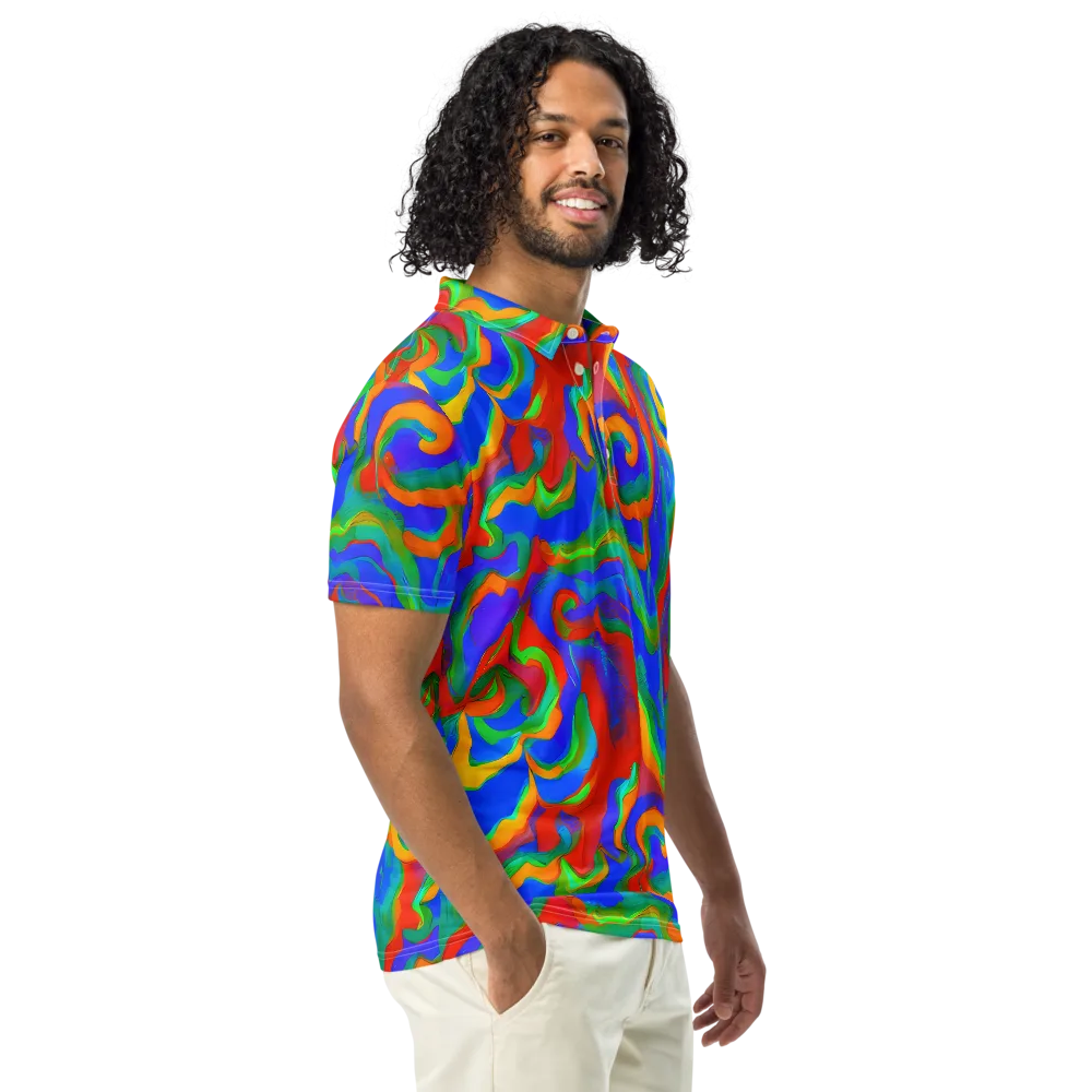 Rainbow Rapture on Men's Slim Fit Polo Shirt — Right Front