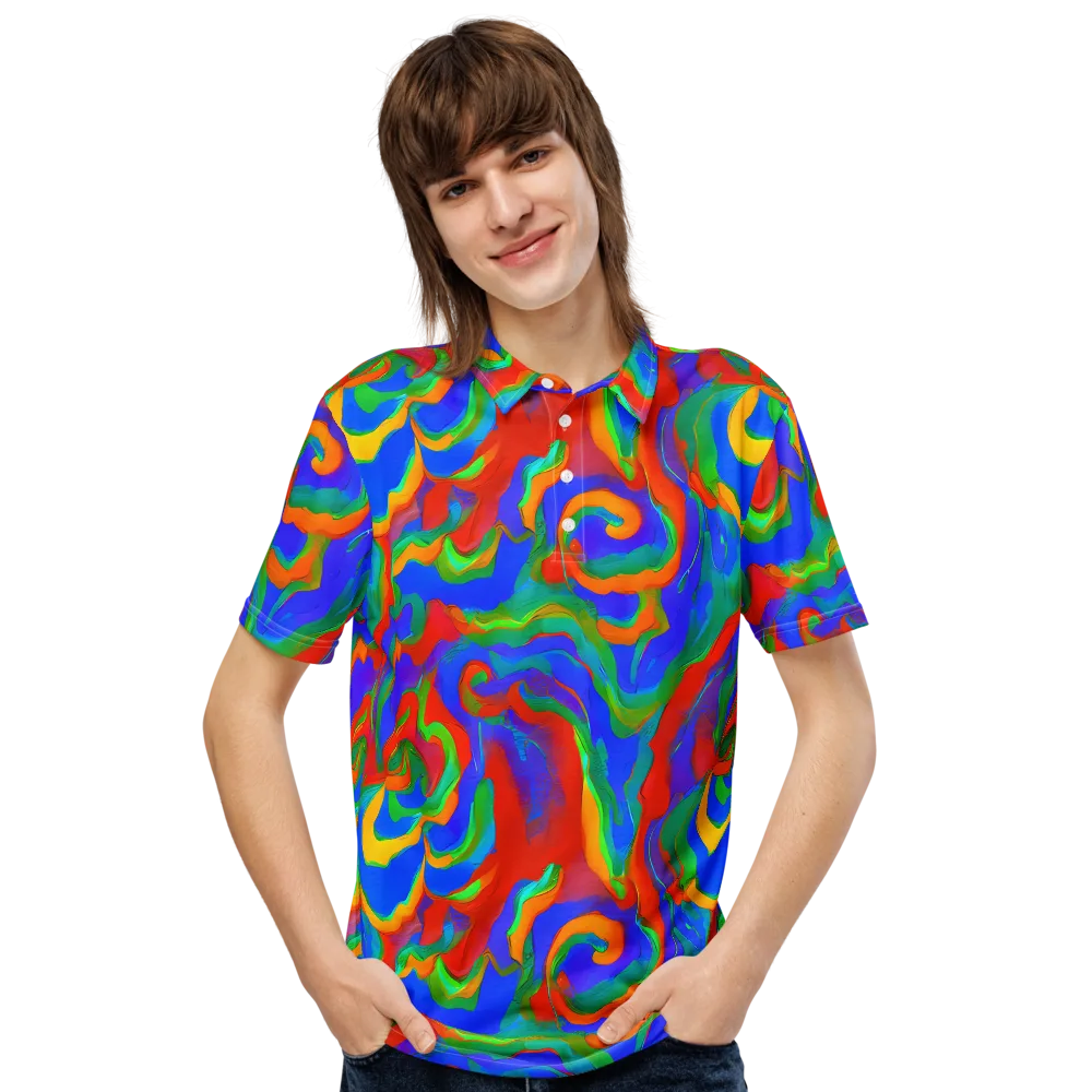 Rainbow Rapture on Men's Slim Fit Polo Shirt — Front