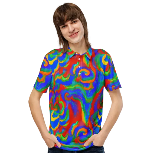Rainbow Rapture on a Men's Slim Fit Polo Shirt