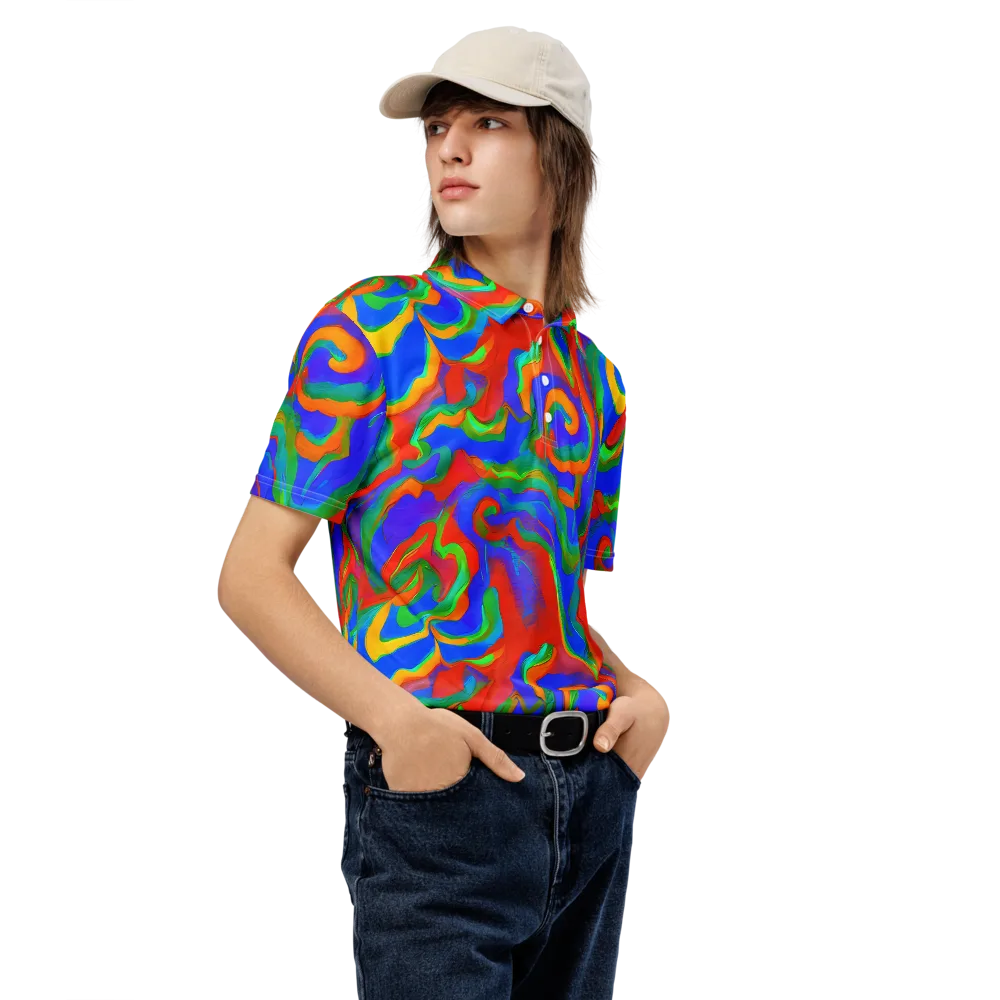 Rainbow Rapture on Men's Slim Fit Polo Shirt — Right Front