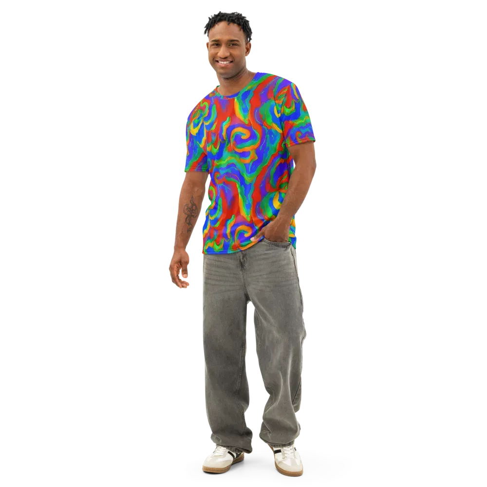 Rainbow Rapture on Men's Cotton Crew Neck T-Shirt — Front