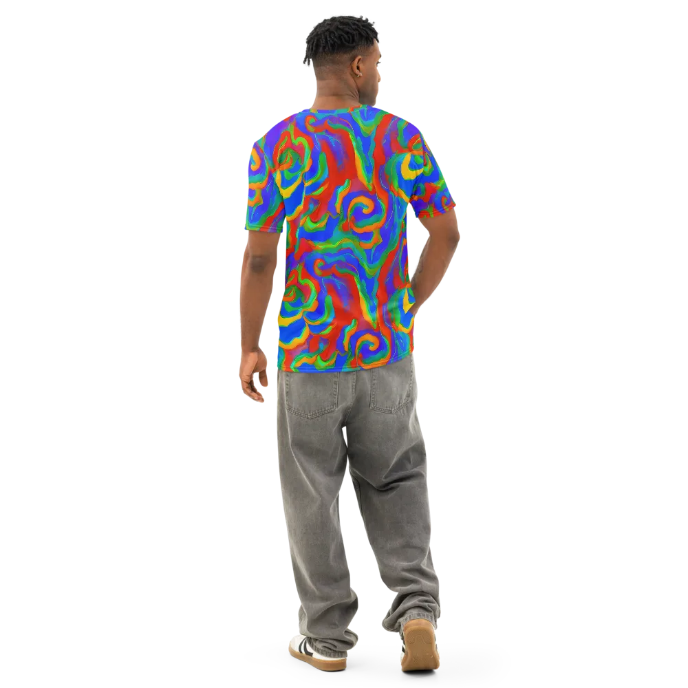 Rainbow Rapture on Men's Cotton Crew Neck T-Shirt — Back