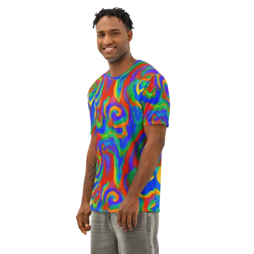 Rainbow Rapture on a Men's Cotton Crew Neck T-Shirt
