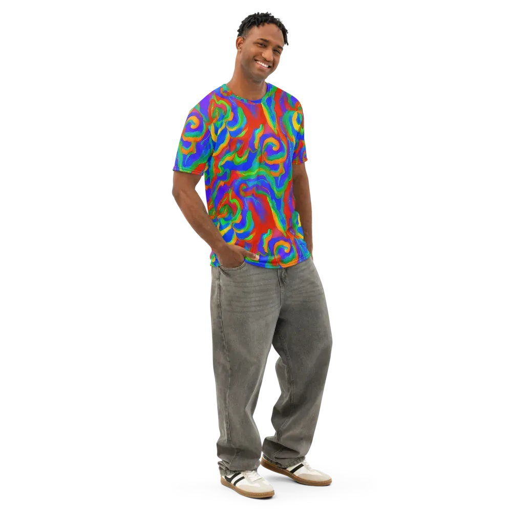 Rainbow Rapture on Men's Cotton Crew Neck T-Shirt — Right Front