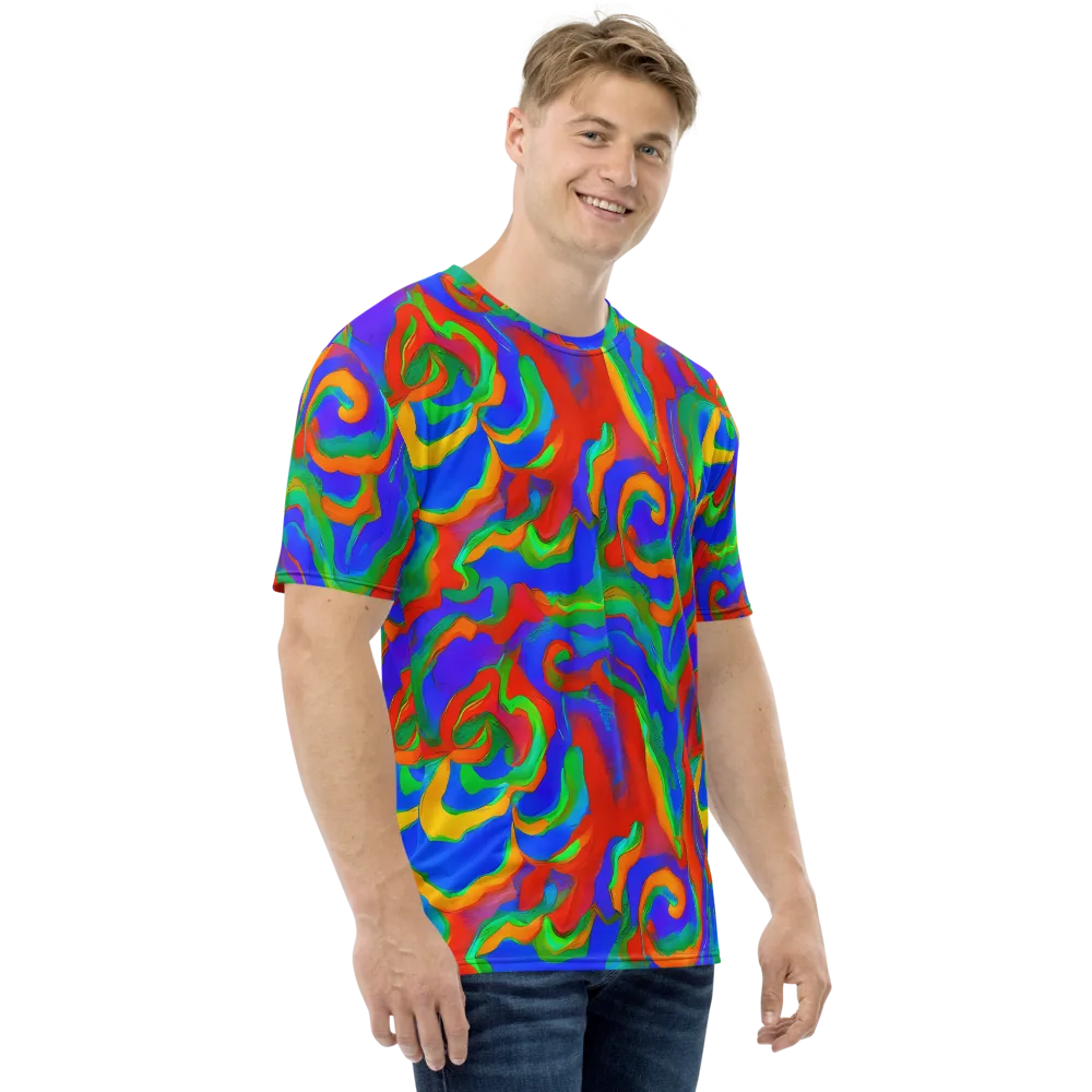 Rainbow Rapture on Men's Crew Neck T-Shirt — Right