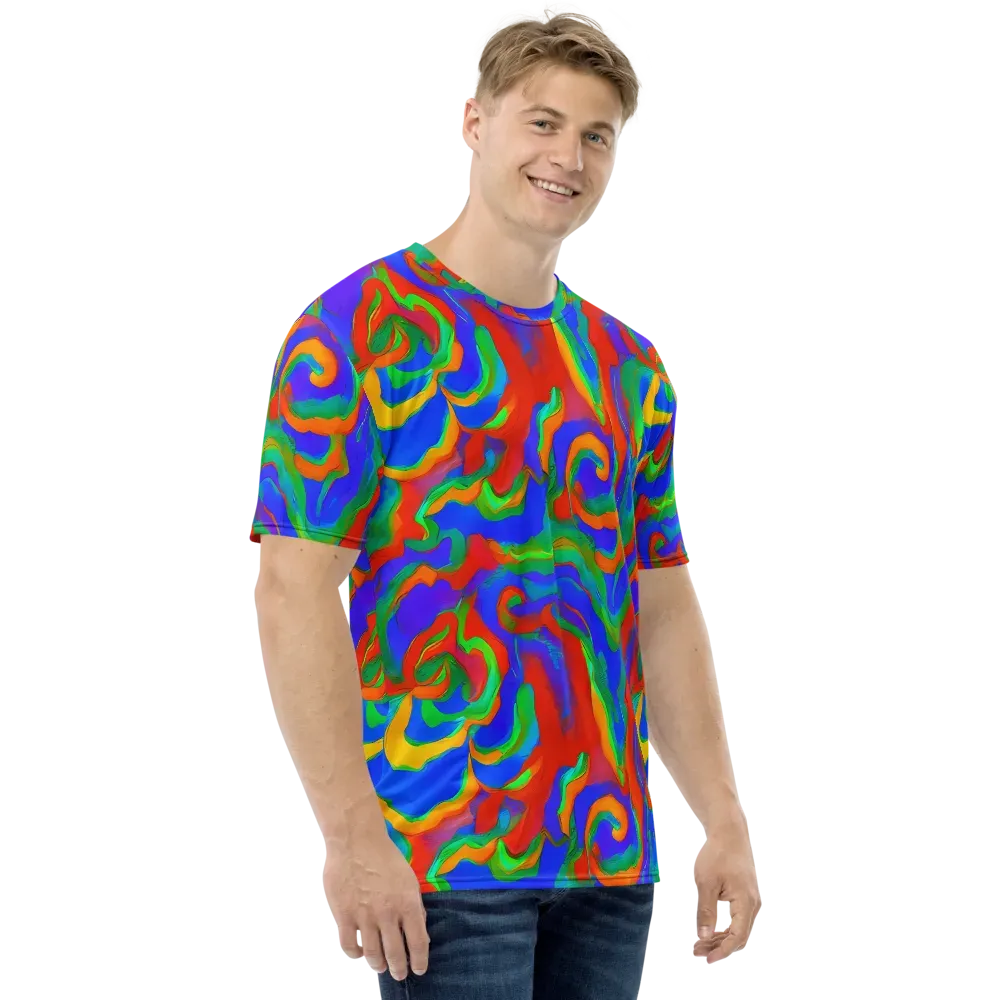 Rainbow Rapture on Men's Crew Neck T-Shirt — Right