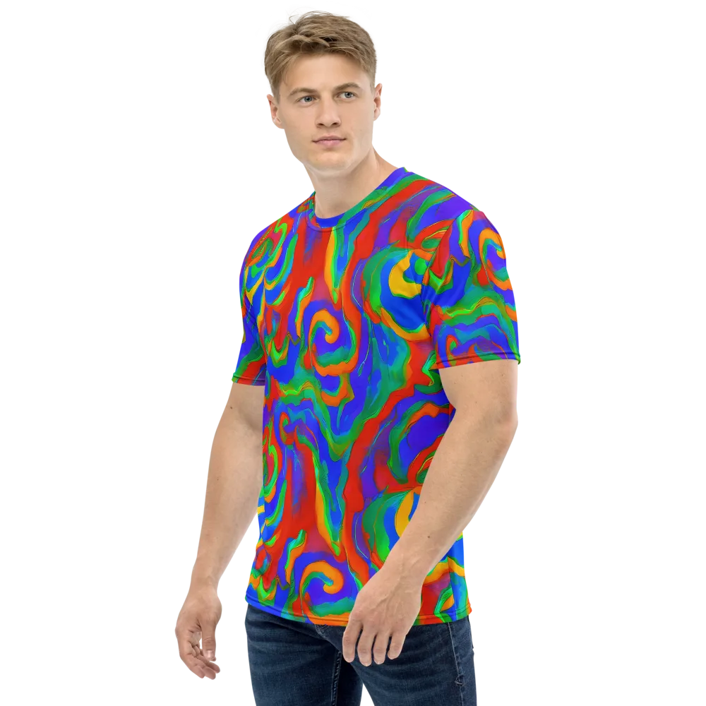 Rainbow Rapture on Men's Crew Neck T-Shirt — Left
