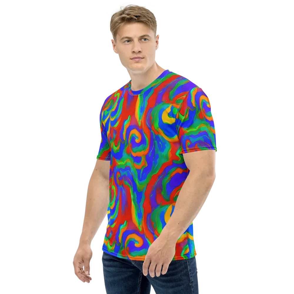 Rainbow Rapture on Men's Crew Neck T-Shirt — Left