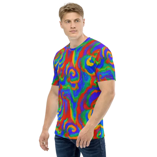 Rainbow Rapture on a Men's Crew Neck T-Shirt